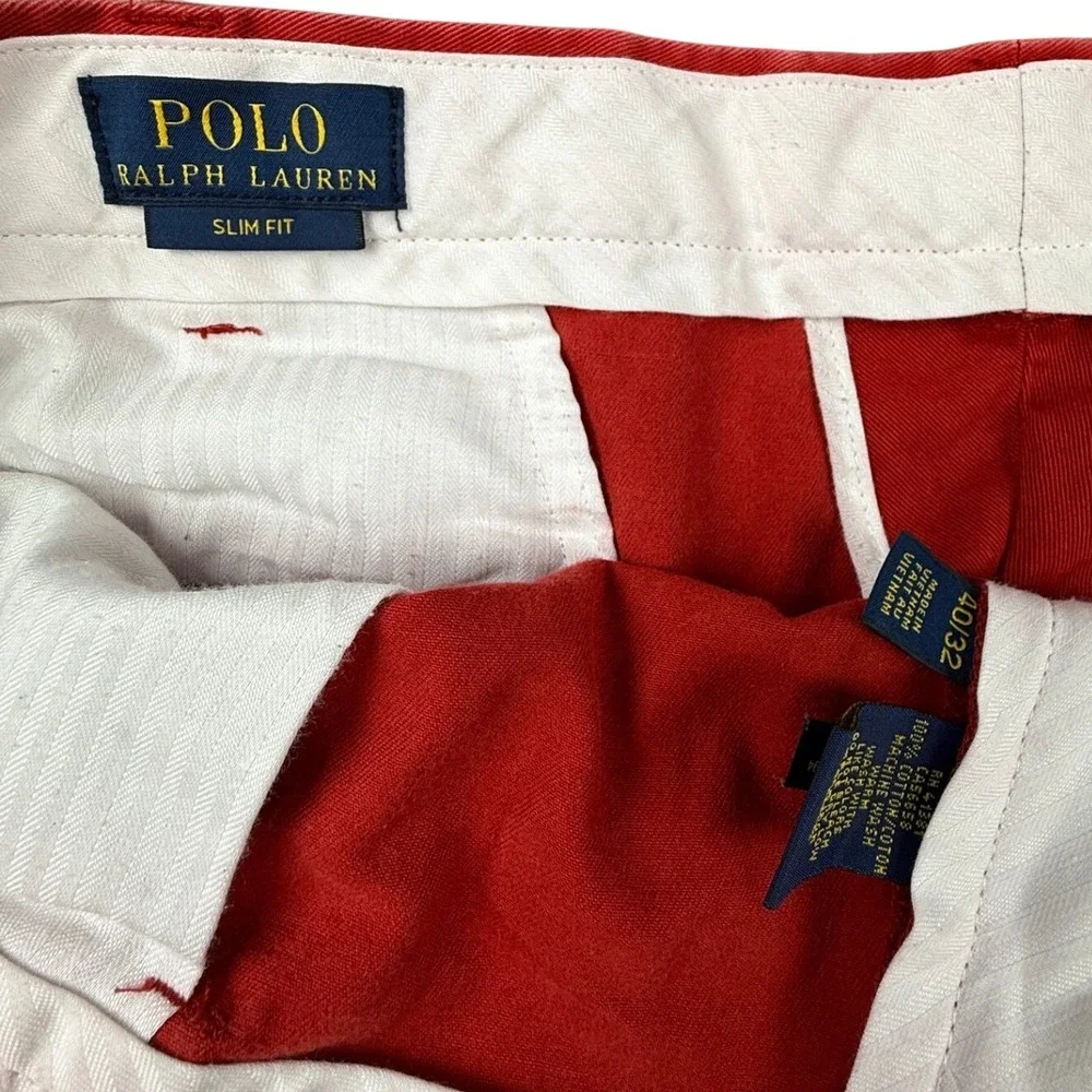 Polo Ralph Lauren Slim Fit Red Chino Pants Cotton Twill Trousers Mens 40x32